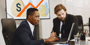 Two busines partners men in the office